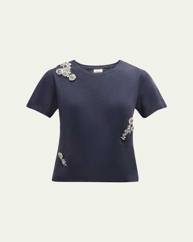Crystal Chrysanthemum Short-Sleeve Cotton Tee